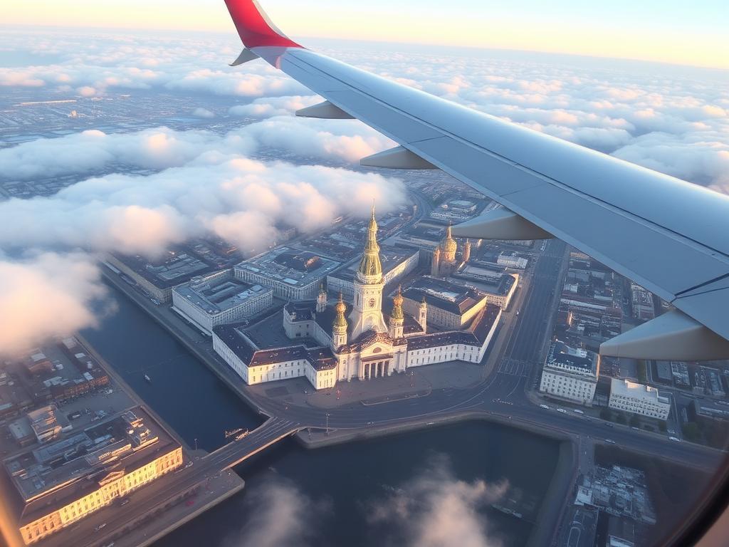 Flight over St. Petersburg by planeфото